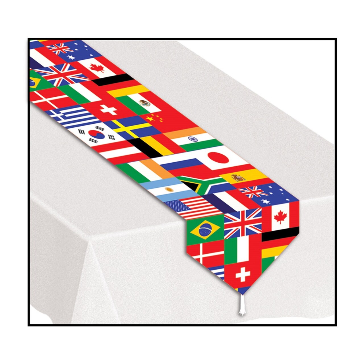 Party Central Club Pack of 12 Vibrantly Colored International Flag Table Runner 6'